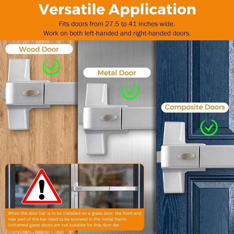BEAMNOVA 27.5 in Commercial Door Push Bar Panic Exit Device with Exterior Lever Lock Key Roller Strike Plate End Cap Universal Emergency Hardware, for 27.5 to 41 inches Wide Door, Metallic - Image 5
